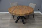 Ronde eettafel teak blad 130 en140 cm 9 cm dik!, Verzenden, Overige materialen, Rond, Nieuw