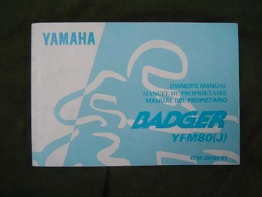 Yamaha YFM80 Badger 1996 ATV owner's manual YFM 80 quad, Motoren, Handleidingen en Instructieboekjes, Yamaha, Ophalen of Verzenden