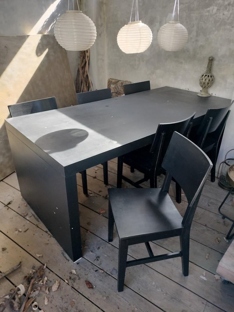 6 Ikea eetkamer stoelen, Ophalen of Verzenden, Gebruikt, Zwart, Twee