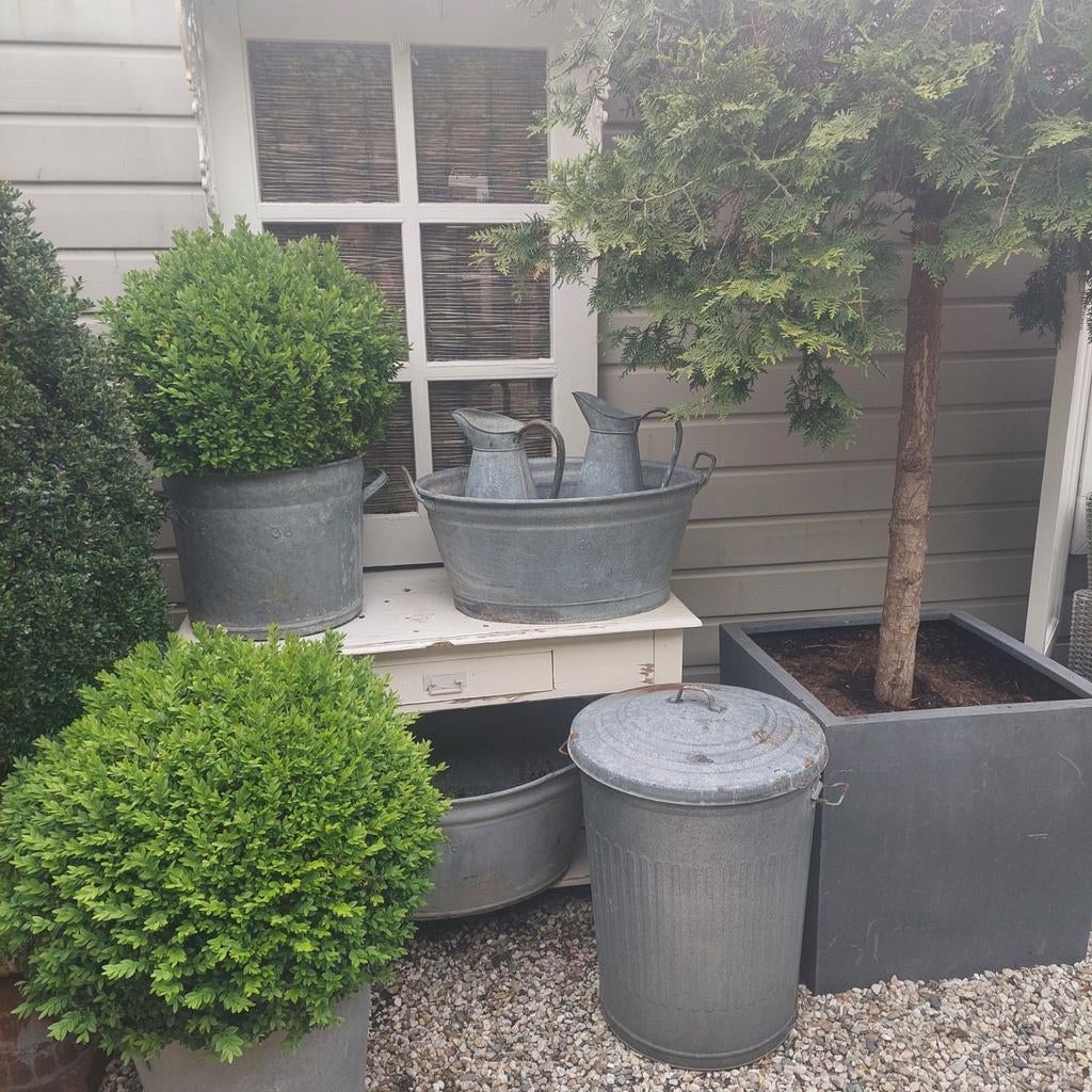 Grote zinken bak met deksel, Tuin en Terras, Bloembakken en Plantenbakken, Ophalen, Rond