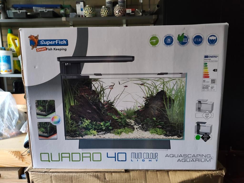 SuperFish Quadro40 aquarium terrarium Super Fish Quadro 40, Dieren en Toebehoren, Ophalen, Zo goed als nieuw, Leeg aquarium, Superfish