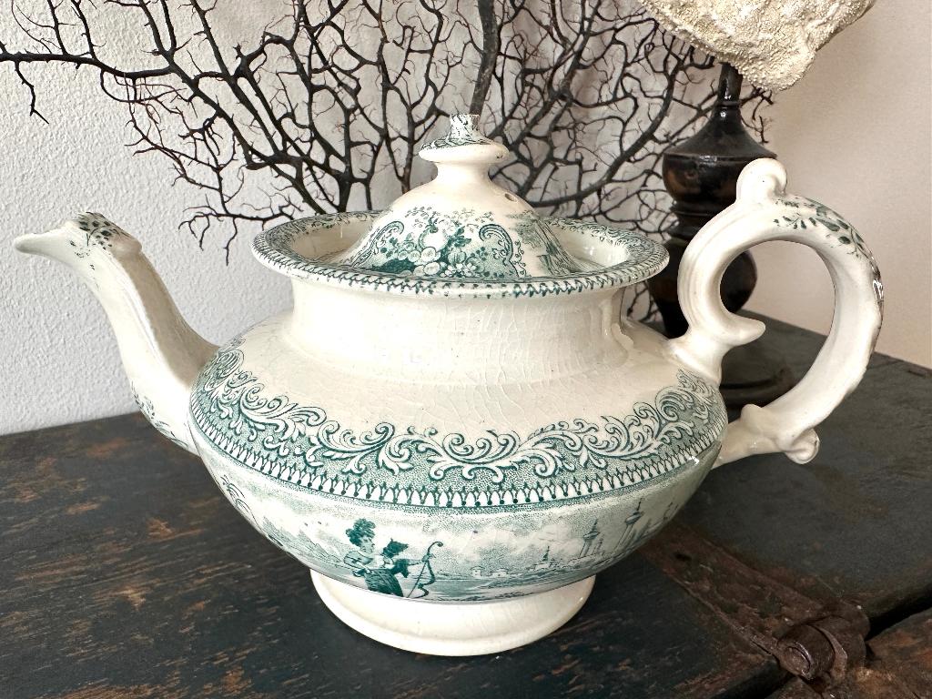 Antieke groene theepot!, Ophalen of Verzenden