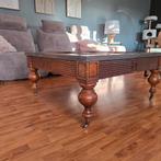 Salontafel met gedraaide poten op  messing wielen, Huis en Inrichting, Tafels | Salontafels, Ophalen, Gebruikt, 50 tot 100 cm