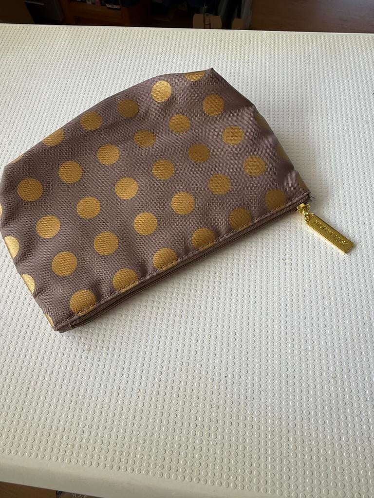 Toilettas met stippen, Ophalen of Verzenden, Gebruikt, Bruin, Dame