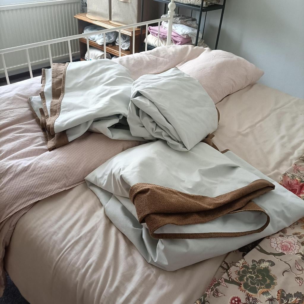 4 gordijnen, 100 tot 150 cm, Bruin, 200 cm of meer, Ophalen of Verzenden