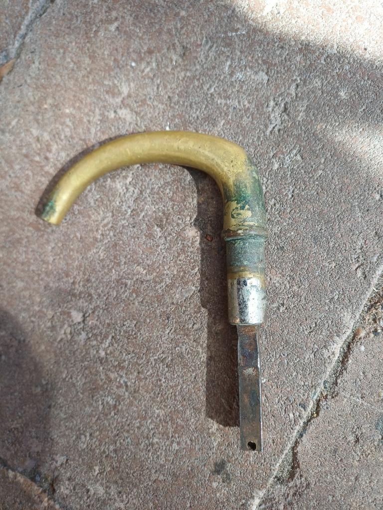 Antieke koperen deurklink, Antiek en Kunst, Ophalen of Verzenden