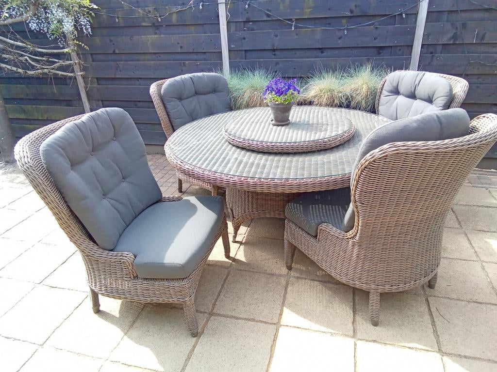 4SO Lounge/Dining Tuinstoelen - Topkwaliteit & Comfort, 4 zitplaatsen, Ophalen of Verzenden, Zo goed als nieuw, Wicker