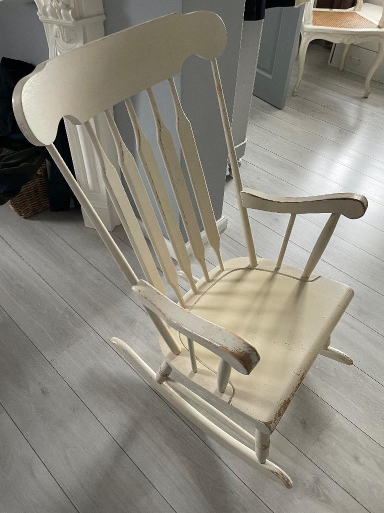 Schommelstoel, Huis en Inrichting, Stoelen, Gebruikt, Wit, Ophalen of Verzenden, Eén