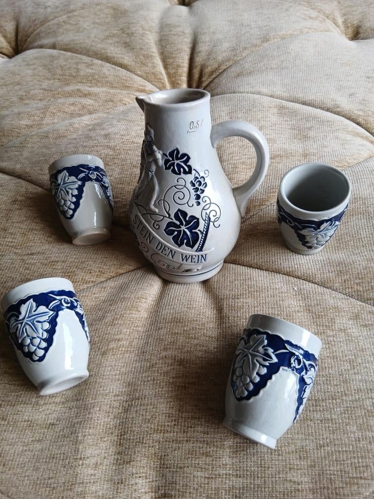 Vintage wijnset van steengoed Duitsland, Ophalen of Verzenden