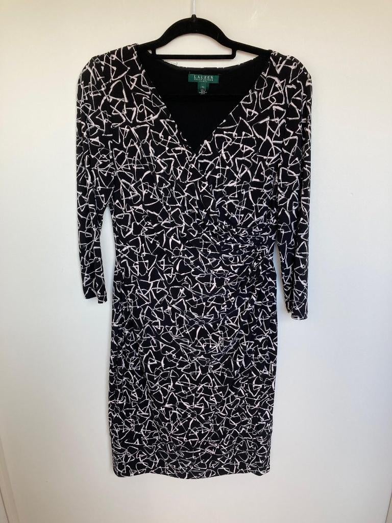 Lauren Ralph Lauren gedrapeerde jurk zwart wit maat 10/L, Kleding | Dames, Zwart, Maat 42/44 (L), Ophalen of Verzenden, Zo goed als nieuw