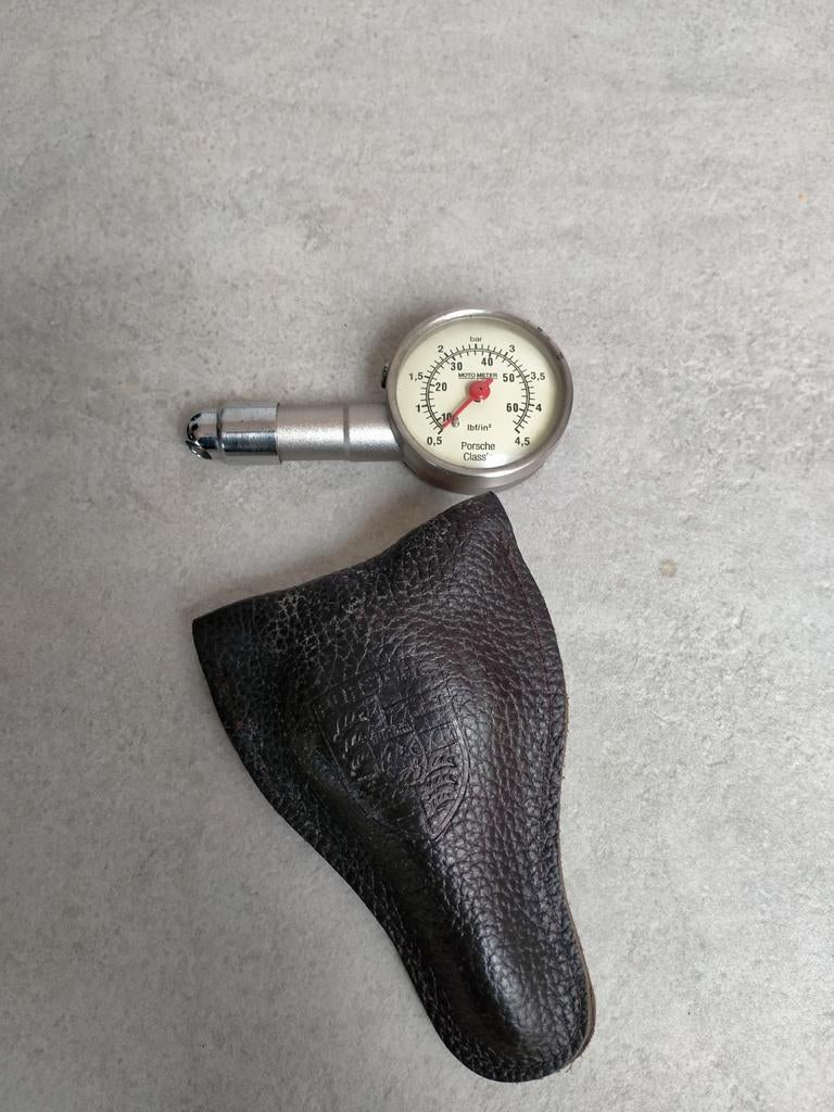 Porsche Classic bandenspanningsmeter met lederen hoes, Ophalen of Verzenden, Gebruikt