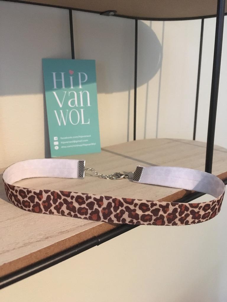Panter choker, Overige materialen, Verstelbaar, Bruin, Ophalen of Verzenden