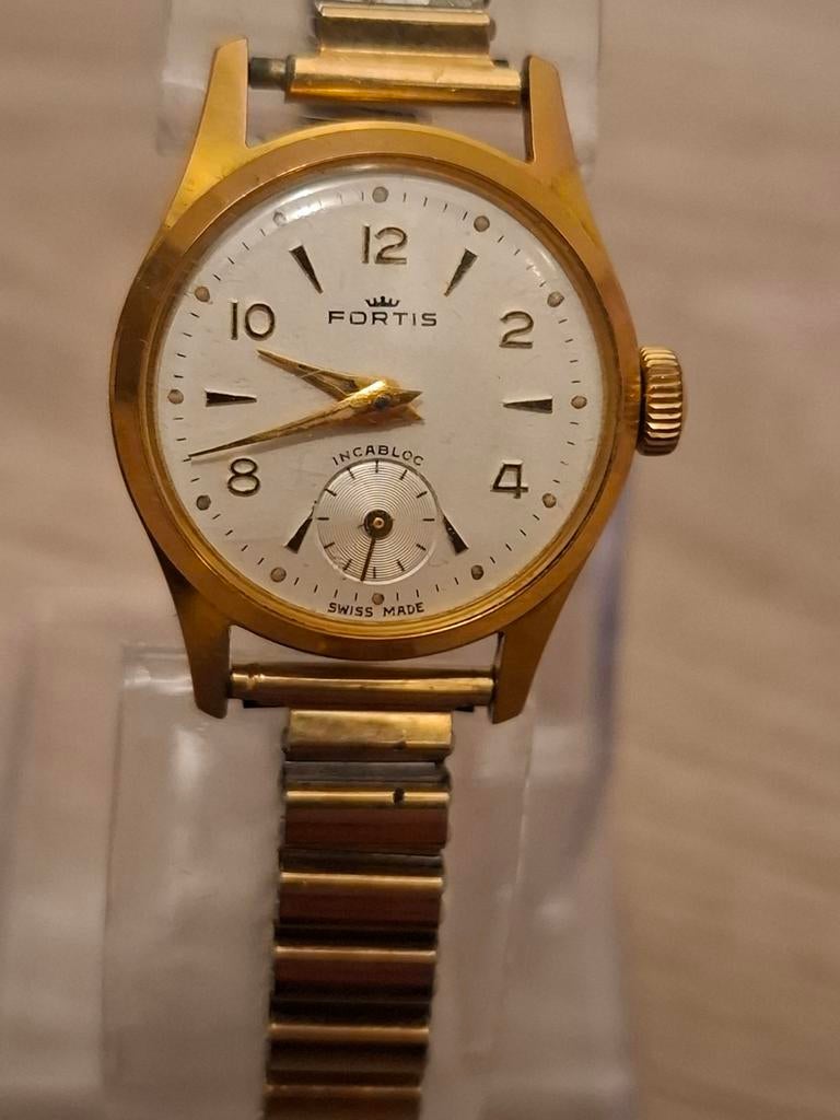 Fortis swiss Made vintage opwind horloge, Overige merken, Staal, Staal, Polshorloge
