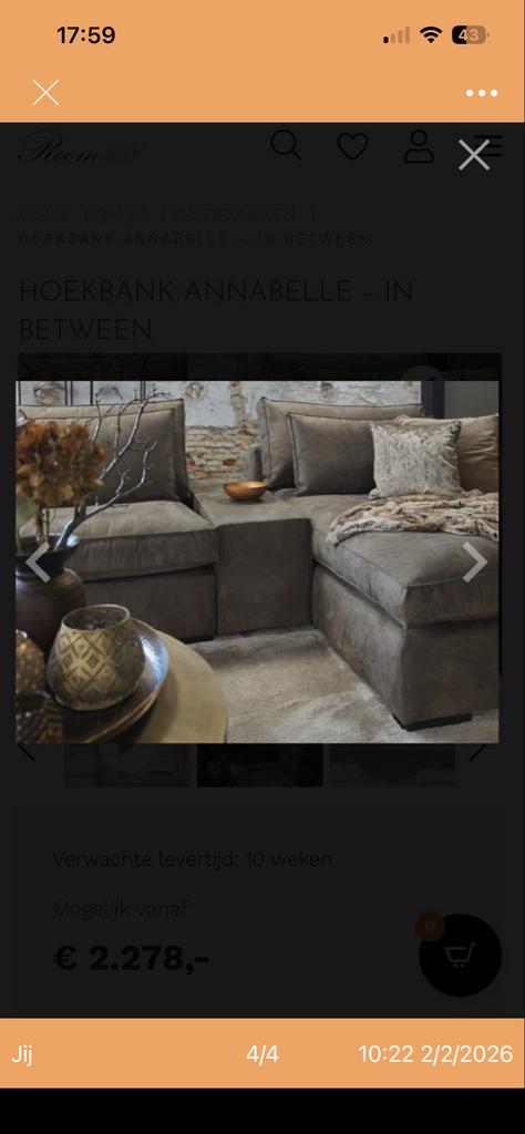 Room 108 Tussenstukje Bank - Shitake Kleur, Ophalen, Overige maten, Hoekbank, Zo goed als nieuw