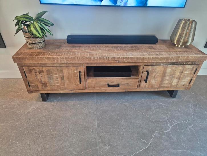 TV Meubel Mangohout H58xB180xD42cm, Huis en Inrichting, Kasten | Televisiemeubels, Gebruikt, Minder dan 100 cm, 150 tot 200 cm