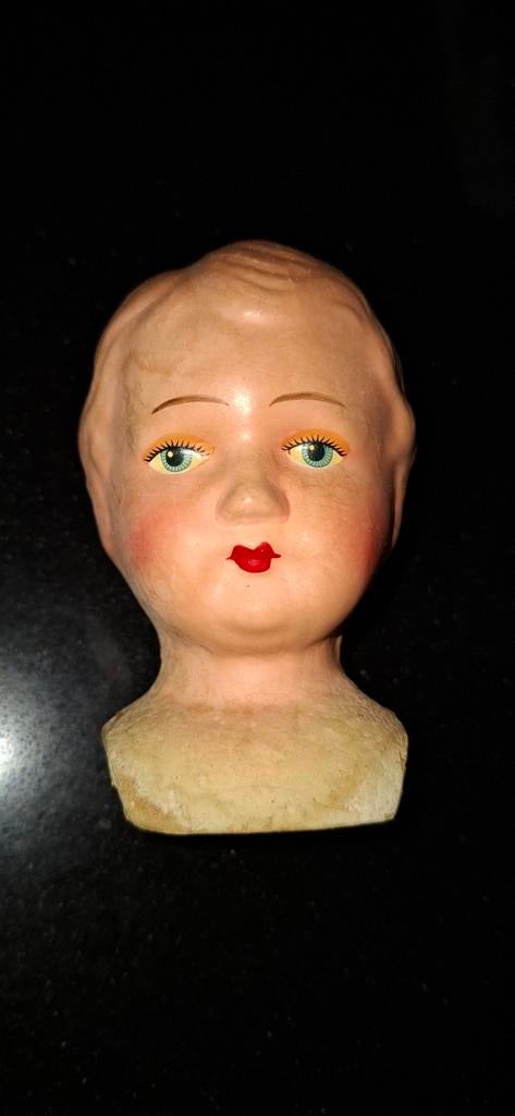Antiek poppenhoofdje, Verzamelen, Poppen, Ophalen of Verzenden, Gebruikt, Pop