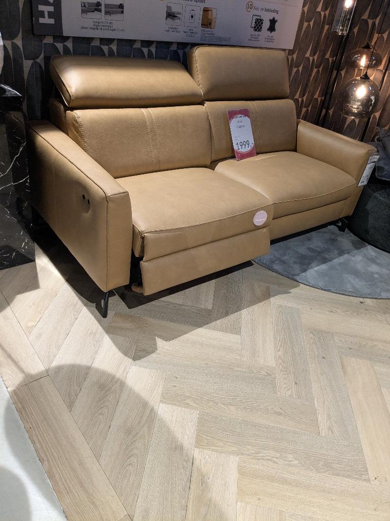 HAPPY@HOME LEDEREN 3 ZITS BANK MET DUBBELE RELAXFUNCTIE, Ophalen, Rechte bank, 200 tot 250 cm, Driepersoons