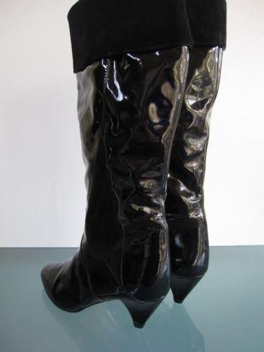 Zwarte lak vintage laarzen 36 | Renata | Gratis verzenden, Hoge laarzen, Verzenden, Zwart, Zo goed als nieuw