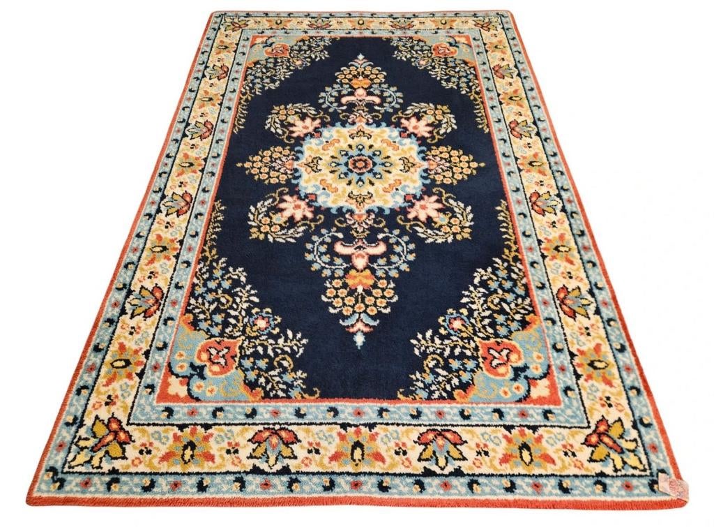 Vintage oosters handmade Smyrna tapijt medallion 200x301cm, Crème, 150 tot 200 cm, 200 cm of meer, Ophalen of Verzenden