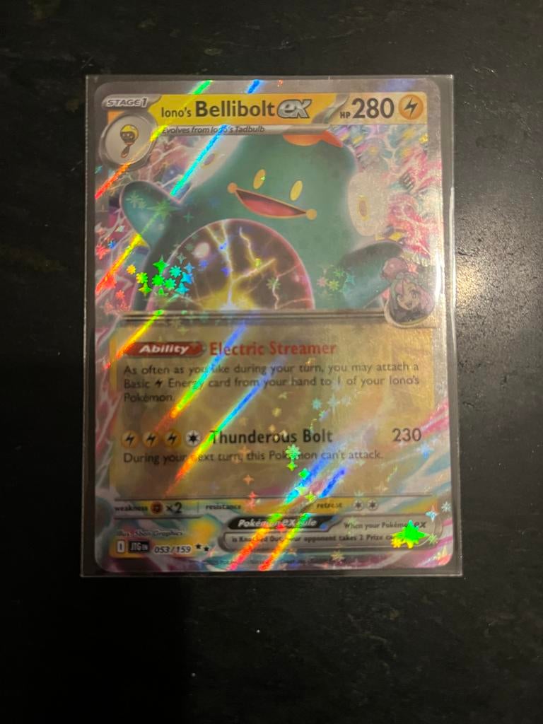 Bellibolt ex JTG 053/159 Pokémon Kaart, Ophalen of Verzenden, Zo goed als nieuw, Losse kaart, Foil