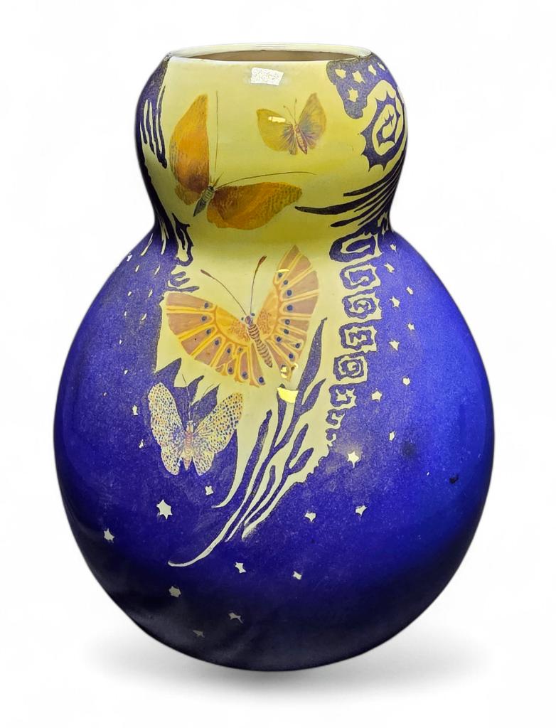 2. Jugendstil vaas, Chris Lanooy voor Haga - vlinder decor, Ophalen of Verzenden