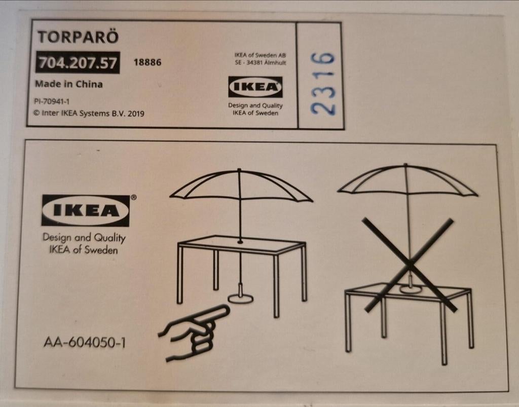 IKEA Torparö opklapbare tuintafel - Wit, 130x74 cm, Ophalen, Gebruikt, Rechthoekig, Metaal