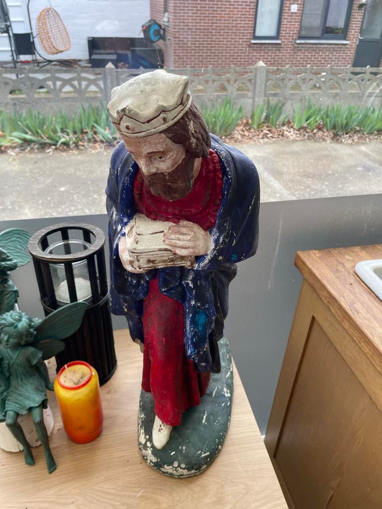 Bodemprijs: Beeld van een koning met kroon, 58 cm, Verzamelen, Ophalen of Verzenden, Gebruikt, Mens