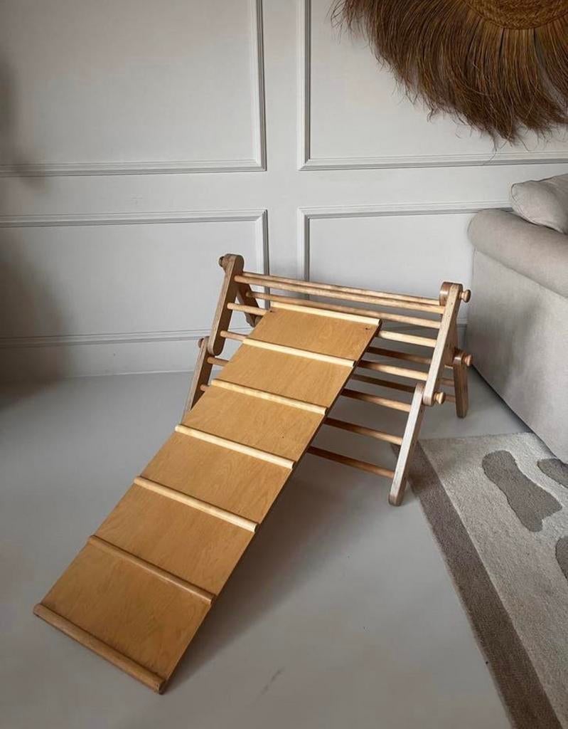 Houten Klimrek met Glijbaan - Montessori Speelgoed, Ophalen, Zo goed als nieuw, Klimwand