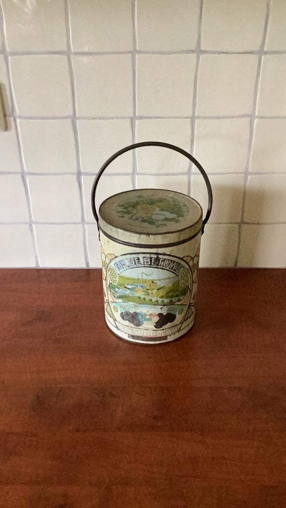 Groot blik van Flipje Tiel huishoudjam., Ophalen of Verzenden, Gebruikt, Overige, Overige merken