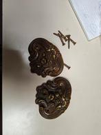 2 antieke massief messing kom handgrepen, Ophalen of Verzenden