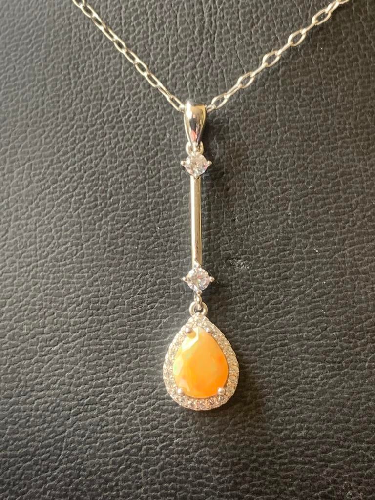 Vuuropaal opaal edelopaal hanger geluk welvaart power, Nieuw, Oranje, Ophalen of Verzenden, Met edelsteen