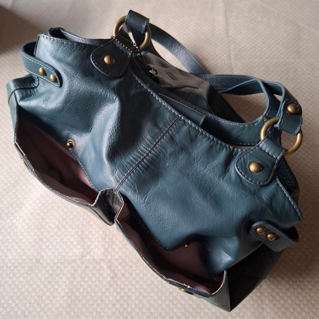 Tas blauw leer, Sieraden, Tassen en Uiterlijk, Tassen | Damestassen, Ophalen of Verzenden, Blauw, Schoudertasje