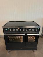 Luxe Boretti antraciet fornuis keramisch met 2 ovens - 90 cm, Hete lucht, 60 cm of meer, Keramisch, Ophalen of Verzenden