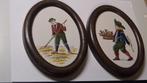 vintage set 2 ovaal tegel in lijst BLOEMEN KOOPMAN en BOER, Antiek en Kunst, Ophalen