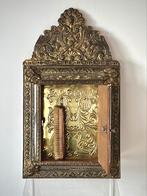Antieke spiegel kast borstel kast messing goud, Antiek en Kunst, Antiek | Spiegels, Ophalen of Verzenden