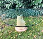 Vintage Italiaans design ronde glazen salontafel marmerlook, Ophalen of Verzenden