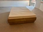 Massief houten bed 140x200 + matras & topper, Ophalen, Tweepersoons, 140 cm, Zo goed als nieuw