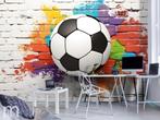 Voetbal op muur fotobehang, Voetbalkamer, Muurdeco4kids, Kinderen en Baby's, Kinderkamer | Inrichting en Decoratie, Nieuw, Wanddecoratie