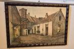 Vintage schilderij replica met oude houten lijst, Ophalen of Verzenden