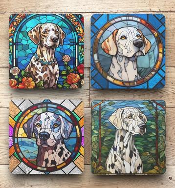 Dalmatiër Glas in Lood onderzetters met houder beschikbaar voor biedingen