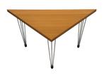 Vintage Deense driehoekige bijzettafel hairpinlegs, Minder dan 55 cm, Gebruikt, Vintage, 60 cm of meer