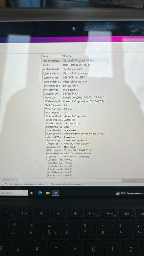 Nette surface pro 4 met windows 10 pro, Computers en Software, Windows Laptops, Zo goed als nieuw, 13 inch, 2 tot 3 Ghz, Ophalen of Verzenden