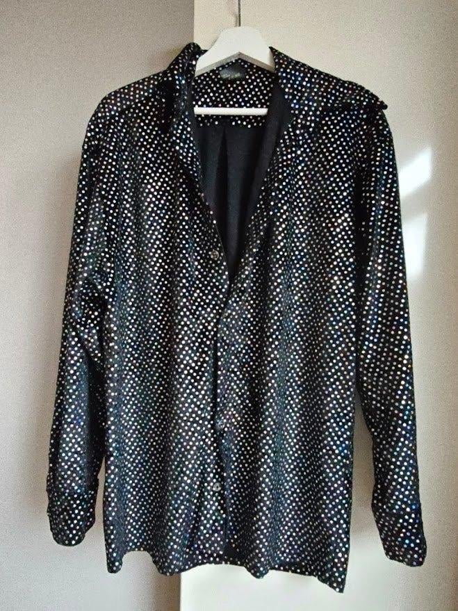 Glitter blouse heren maat M (valt groot uit), Carnaval, Maat 48/50 (M), Ophalen of Verzenden, Zo goed als nieuw