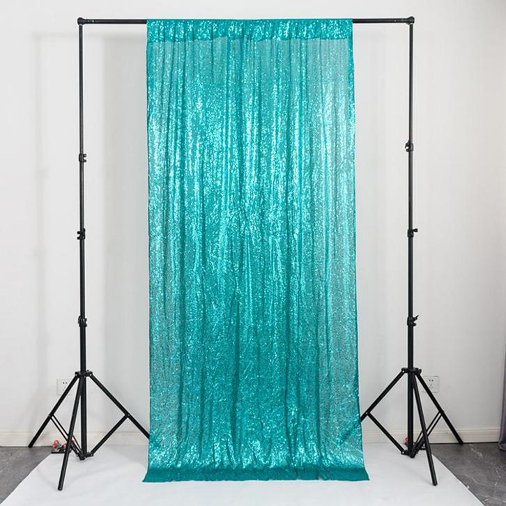 Turquoise Glitter Gordijn / Pailletten Achtergrond Bruiloft, Huis en Inrichting, Stoffering | Gordijnen en Lamellen, Nieuw, Verzenden