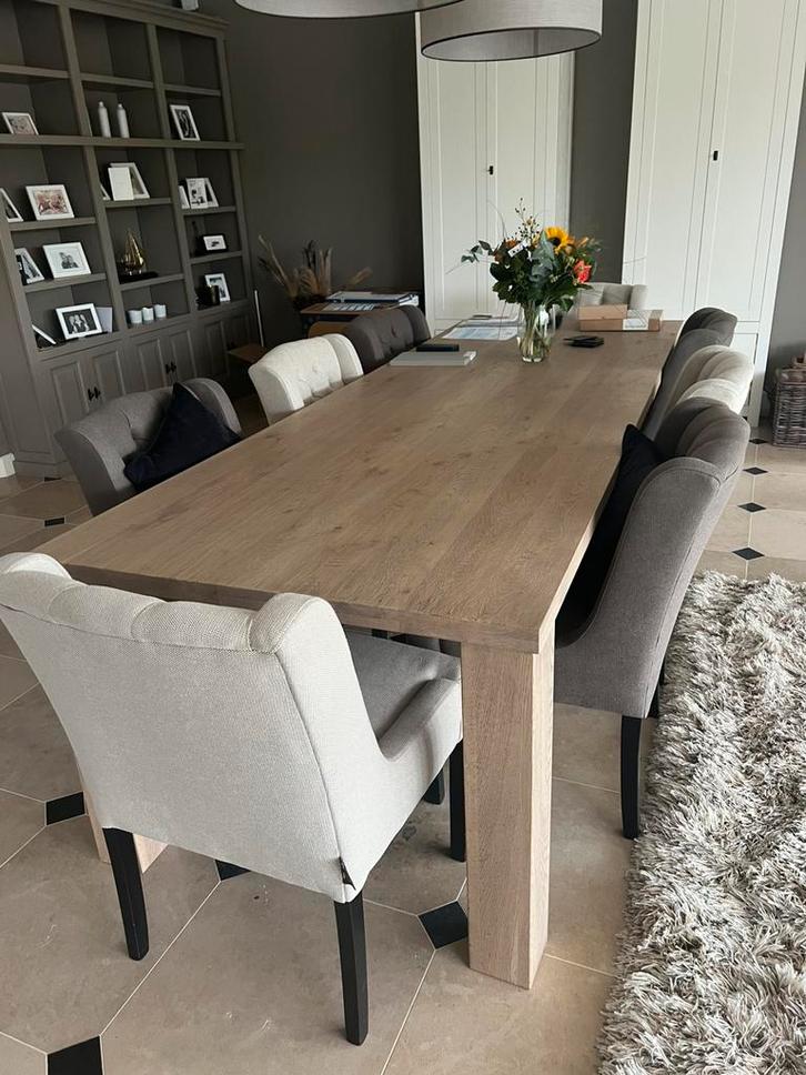 Giessenburg! Zwaar Eiken eettafel tafel grijs-wit toulose, Huis en Inrichting, Tafels | Eettafels, 100 tot 150 cm, 200 cm of meer