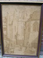 Geborduurd schilderij Gobelin met de tekst: Brussel, Huis en Inrichting, Gebruikt, 50 tot 75 cm, Ophalen of Verzenden, Schilderij