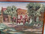 Oud gobelin geborduurd schilderij ‘paarden’  49x66 cm, Antiek en Kunst, Antiek | Kleden en Textiel, Ophalen of Verzenden