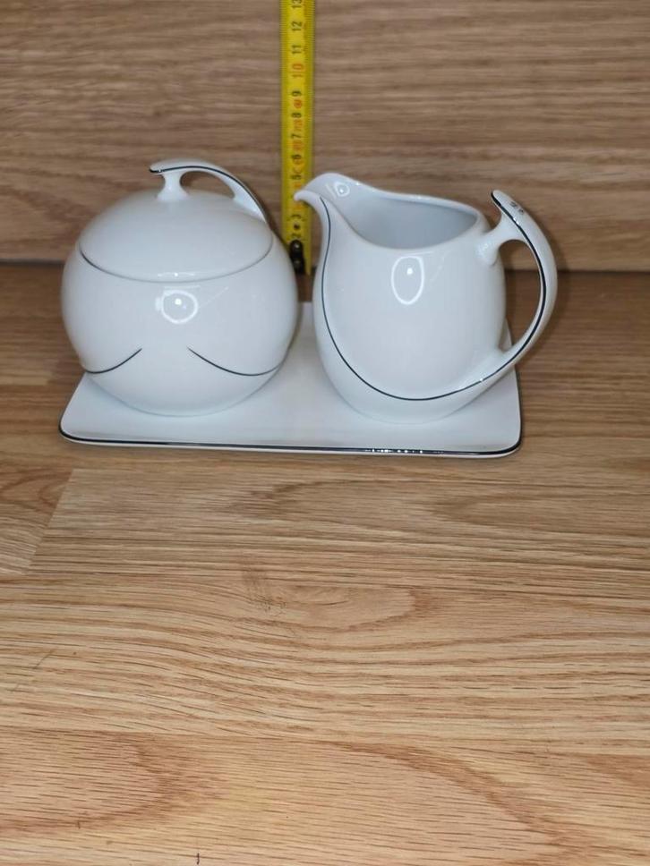 Suikerpot en Melkkan Set leftman welden, Huis en Inrichting, Keuken | Servies, Zo goed als nieuw, Overige typen, Effen, Porselein