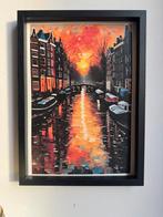 Kunst art schilderij Amsterdam grachten painting modernart, Antiek en Kunst, Ophalen of Verzenden
