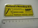 sticker oud MF traktor Massey Ferguson dealer Breezand nh, Verzenden, Zo goed als nieuw, Bedrijf of Vereniging